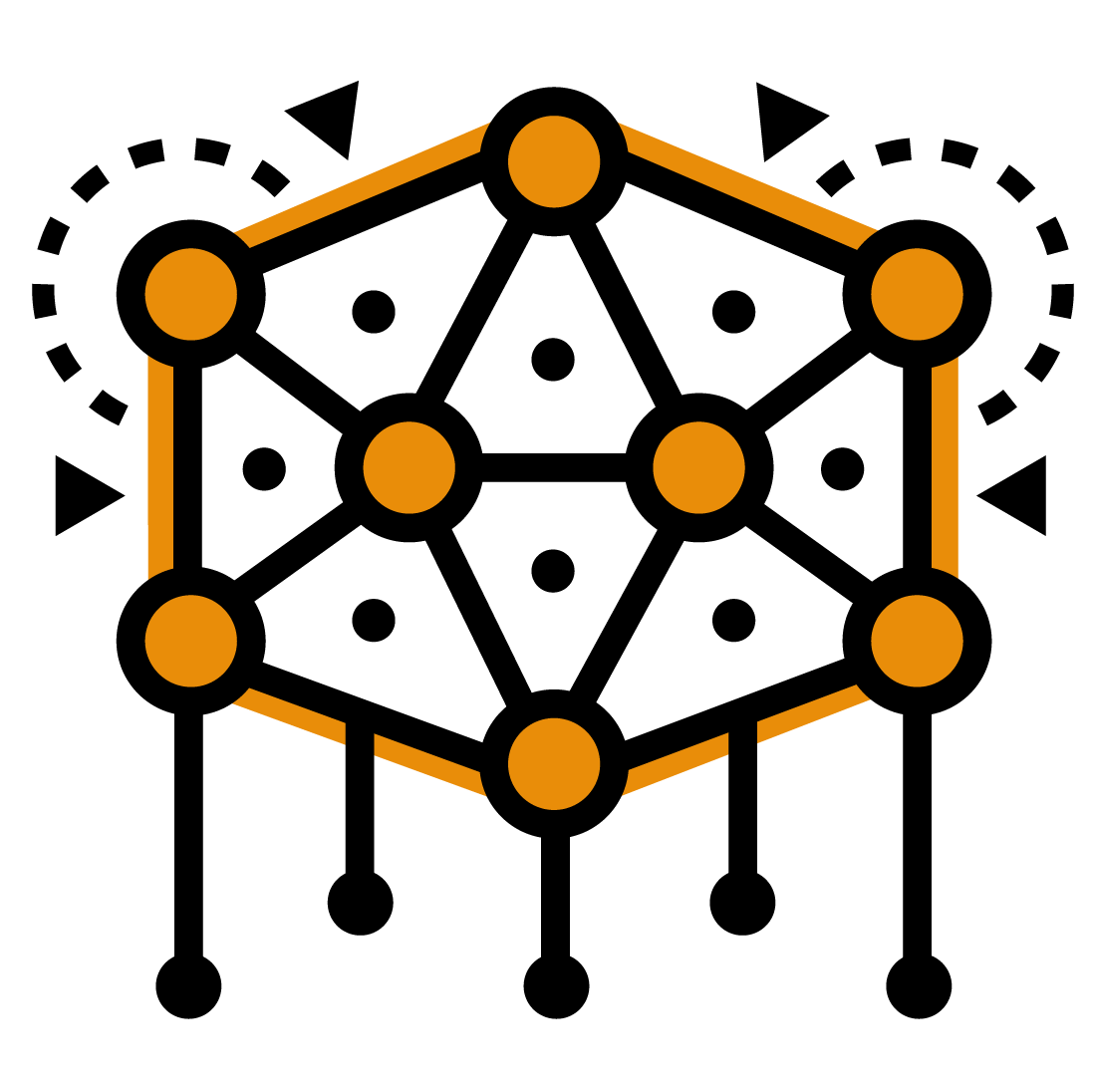 Interconnected nodes representing machine learning